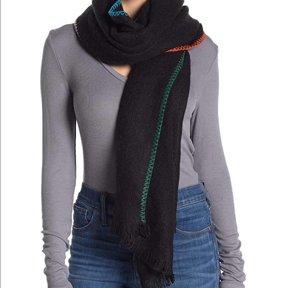 Free People Common Tread Blanket Scarf Black